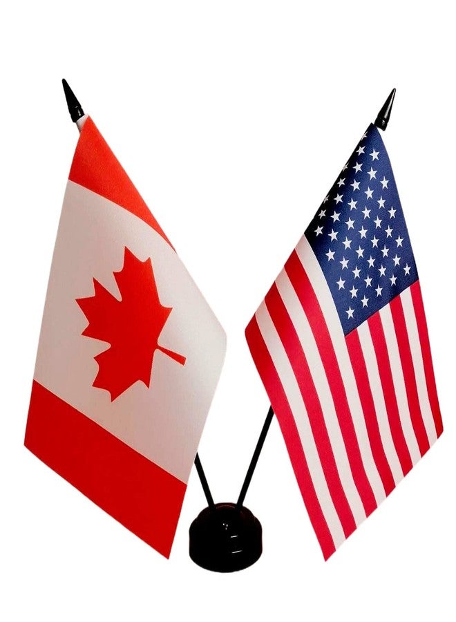 Zigvert Canada USA Friendship Flag - Twin Table Flag on Stand Base, Perfect for Offices, Families, and Conference Rooms - Image 1
