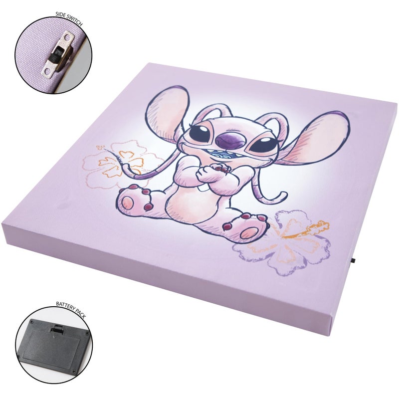 Idea Nuova Disney Stitch 4-Pack Canvas LED Wall Art Set,Childrenâ€™s Hanging Wall DÃ©cor for Bedroom & Playroom, Each Piece 11" x 11" - Image 3