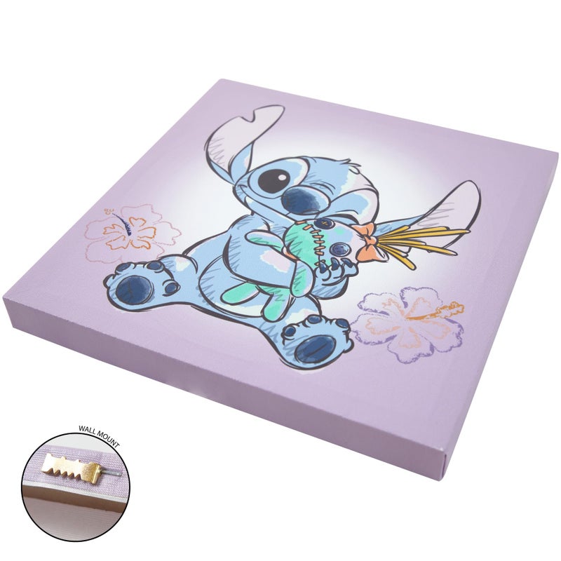 Idea Nuova Disney Stitch 4-Pack Canvas LED Wall Art Set,Childrenâ€™s Hanging Wall DÃ©cor for Bedroom & Playroom, Each Piece 11" x 11" - Image 5