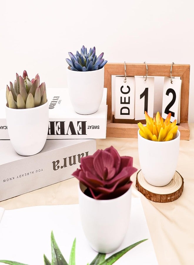 Gresorth 4 Pack Artificial Succulents Plant Decoration in Pots Fake Aloe Purple Ornament Faux Yellow Mini Potted Display for Kitchen Party - Image 5
