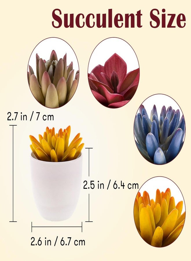 Gresorth 4 Pack Artificial Succulents Plant Decoration in Pots Fake Aloe Purple Ornament Faux Yellow Mini Potted Display for Kitchen Party - Image 2