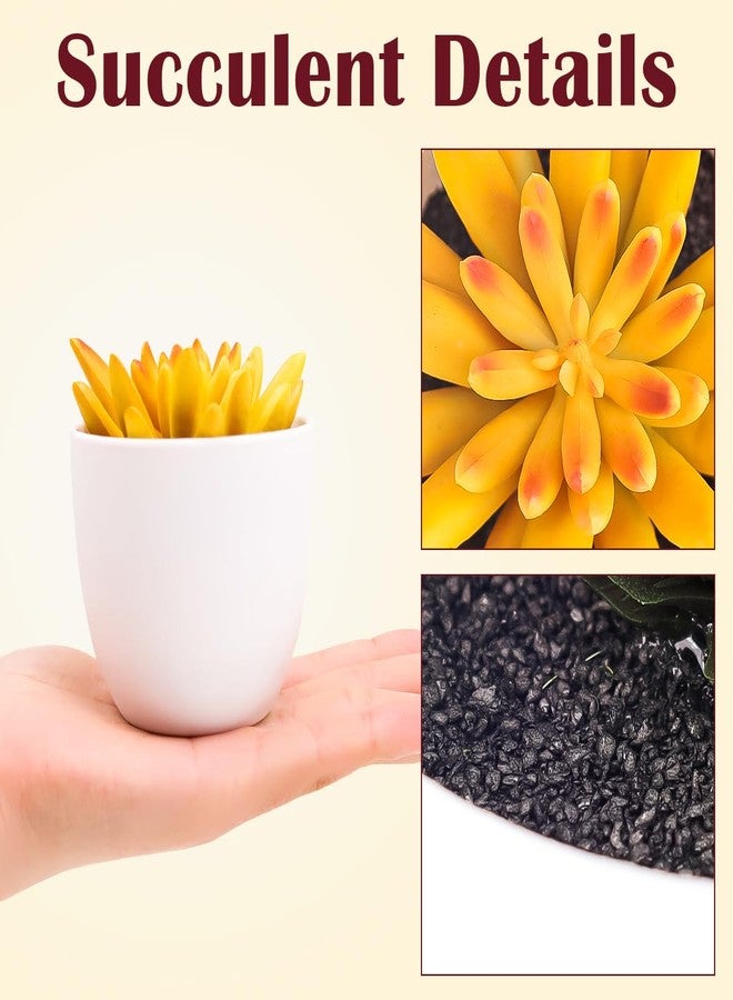 Gresorth 4 Pack Artificial Succulents Plant Decoration in Pots Fake Aloe Purple Ornament Faux Yellow Mini Potted Display for Kitchen Party - Image 3