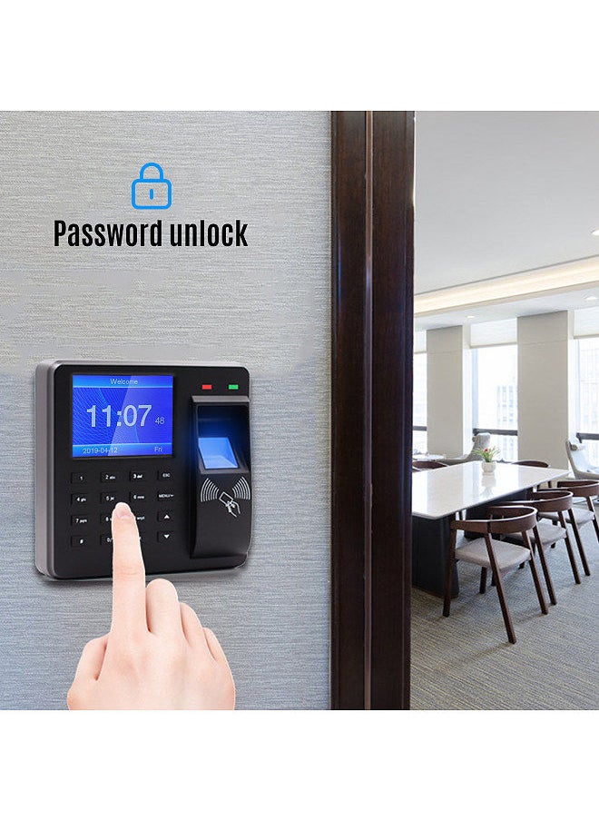 Generic - Access Control Time Attendance Machine Fingerprint/Password/ID Card Recognition Time Clock with 2.4 Inch Display Screen Employee Checking-in Recorder Multi-language Support U Disk Export Report - Image 1