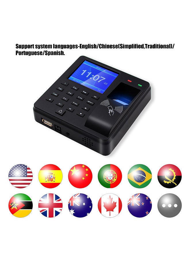 Generic - Access Control Time Attendance Machine Fingerprint/Password/ID Card Recognition Time Clock with 2.4 Inch Display Screen Employee Checking-in Recorder Multi-language Support U Disk Export Report - Image 1