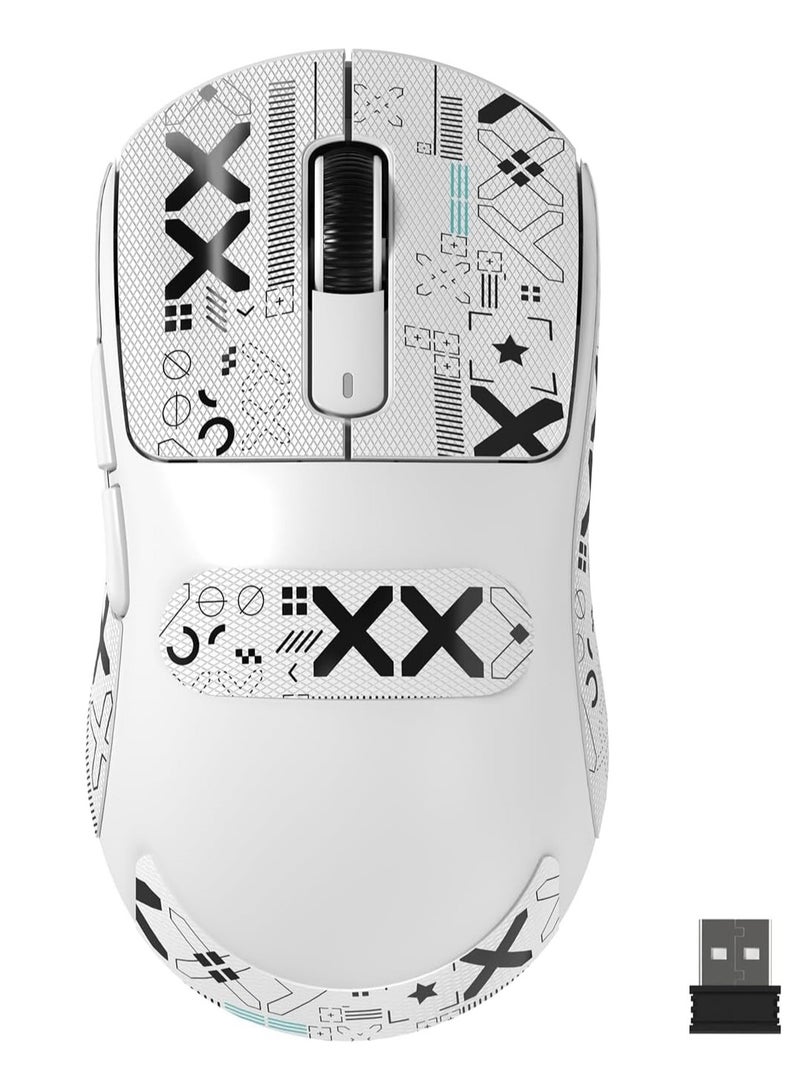 ATTACK SHARK X3MAX Wireless Gaming Mouse,PixArt PAW3950 Gaming Sensor,Up to 42K DPI,100 Million Micro,49g Lightweight Tri-Mode(BT5.2/2.4Ghz/Wired) Mice with Coiled Cable-White&Tape - Image 1