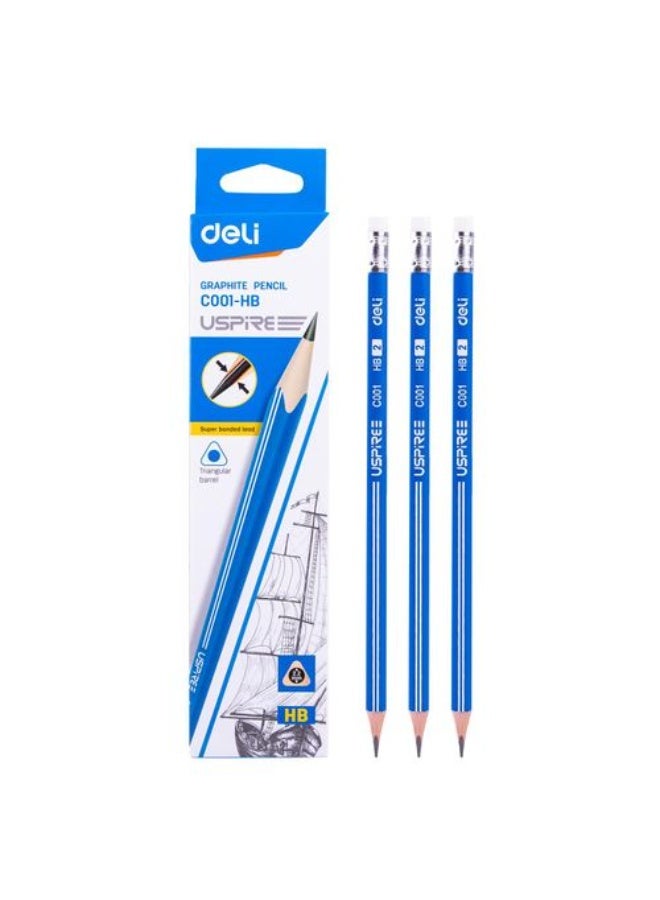 Deli Graphite Pencil HB With Eraser - Image 2