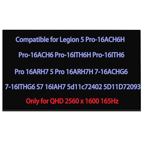 ARUISIFX 16.0" Replacement for Lenovo Legion 5 Pro-16ACH6H Pro-16ACH6 Pro-16ITH6H Pro-16ITH6 Pro 16ARH7 5 Pro 16ARH7H 7-16ACHG6 7-16ITHG6 S7 16IAH7 5d11c72402 5D11D72093 LCD Screen Replacement Display 165Hz - Image 3