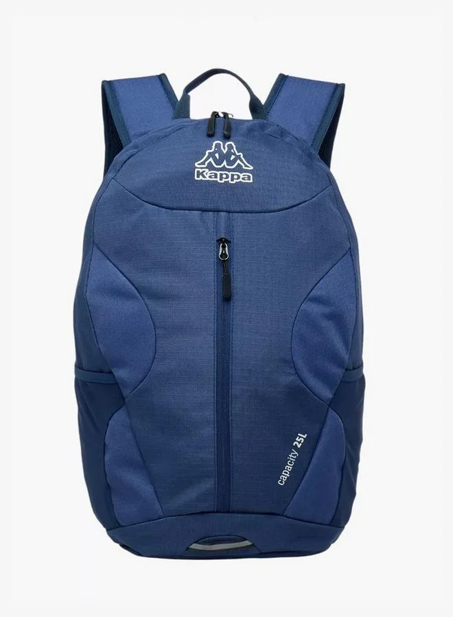 Logo Print Backpack with Adjustable Straps and Zip Closure - 16x46x27 cm