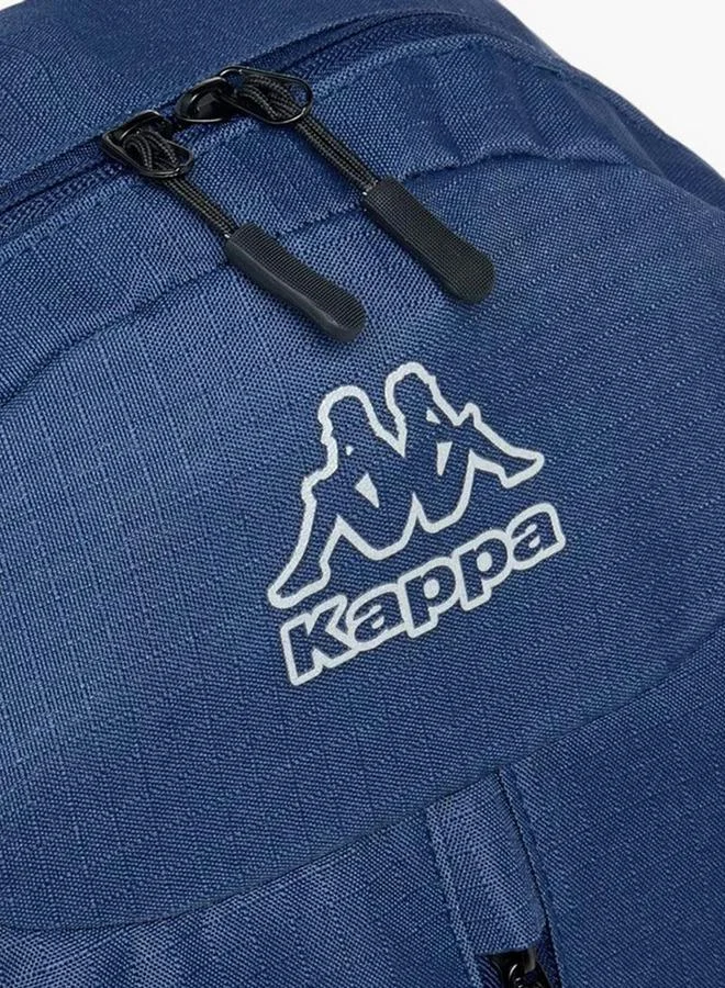 Kappa BLUE Logo Print Backpack with Adjustable Straps and Zip Closure - 16x46x27 cm for Men | Best Price UAE