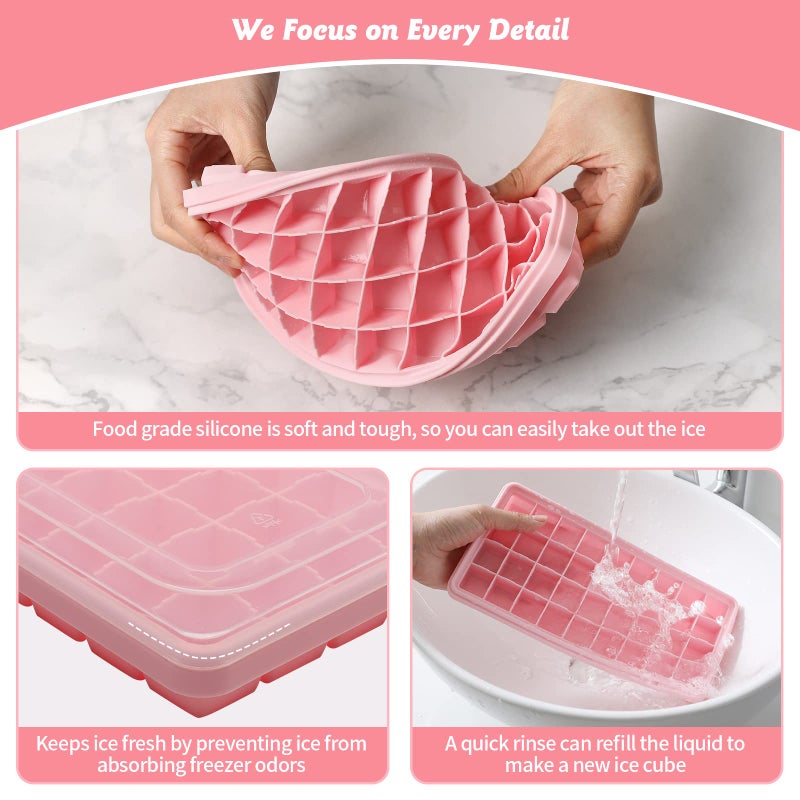 CZWL&HG Food-grade Silicone Ice Cube Tray with Lid and Storage Bin for Freezer, Easy-Release 2 * 36 Small Nugget Ice Trays 1 ice Bucket & Scoop, Flexible Ice Cube Molds with Ice Container - Image 5