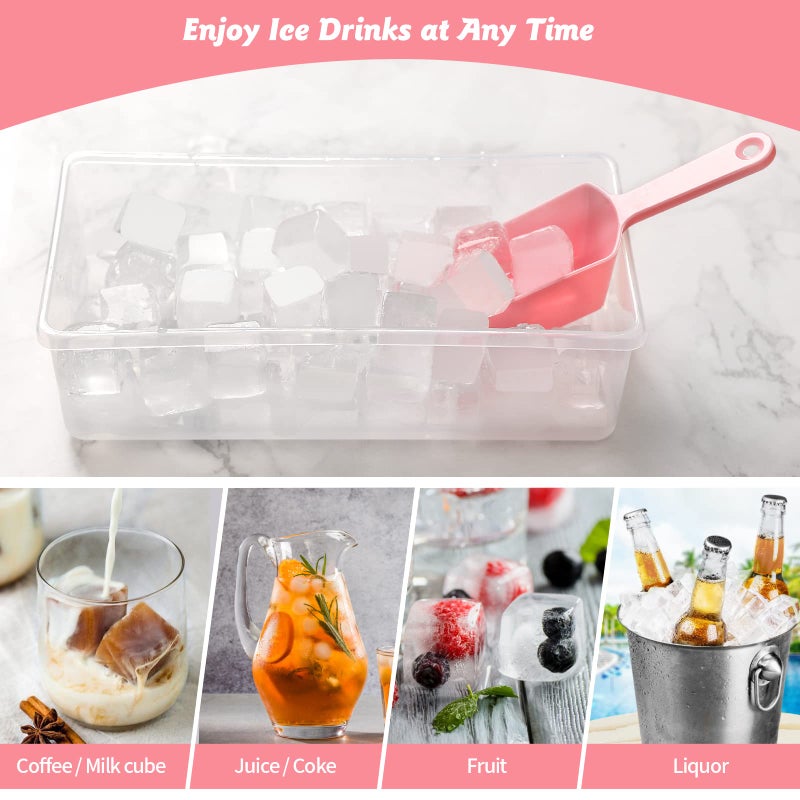 CZWL&HG Food-grade Silicone Ice Cube Tray with Lid and Storage Bin for Freezer, Easy-Release 2 * 36 Small Nugget Ice Trays 1 ice Bucket & Scoop, Flexible Ice Cube Molds with Ice Container - Image 4