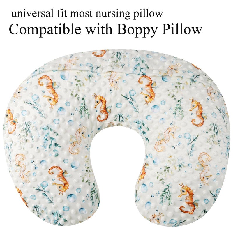 Bilokonda Dot Nursing Pillow Cover Set 2 Pack Nursing Pillow Slipcovers, Ultra Soft Compatible with Boppy Pillow,Standard Pillow for Baby Boy Girl Blue, Seahorse - Image 4