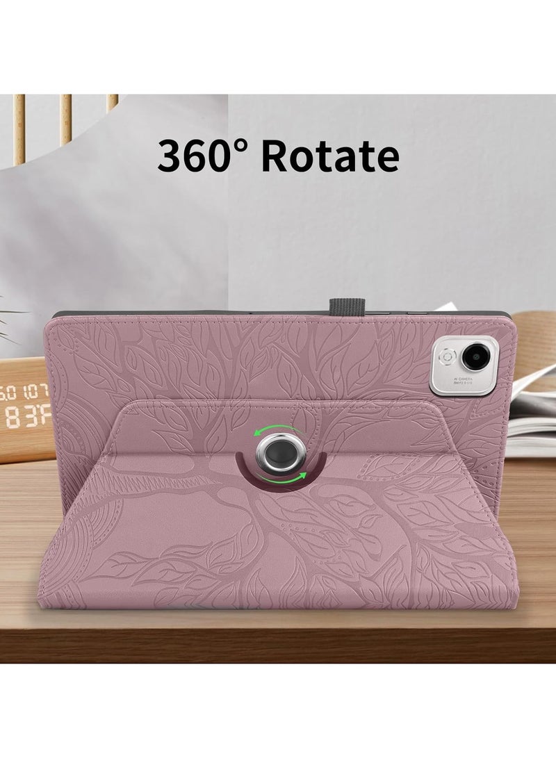 VKL Case Compatible with Honor Pad X9a 11.5 inch 2025, 360 Degree Rotating Stand PU Leather Flip Folio Tablet Case Tree of Life Embossed Shell Shockproof Cover (Rose Red) - Image 2