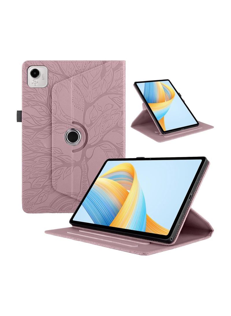 VKL Case Compatible with Honor Pad X9a 11.5 inch 2025, 360 Degree Rotating Stand PU Leather Flip Folio Tablet Case Tree of Life Embossed Shell Shockproof Cover (Rose Red) - Image 1