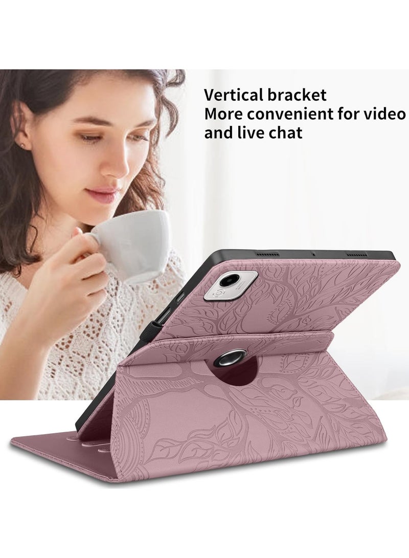 VKL Case Compatible with Honor Pad X9a 11.5 inch 2025, 360 Degree Rotating Stand PU Leather Flip Folio Tablet Case Tree of Life Embossed Shell Shockproof Cover (Rose Red) - Image 3