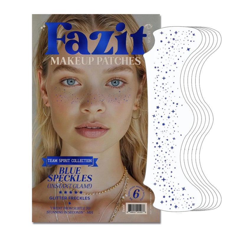 Fazit Blue Speckle Makeup Patches  Waterproof Temporary Face Patches  6 Count