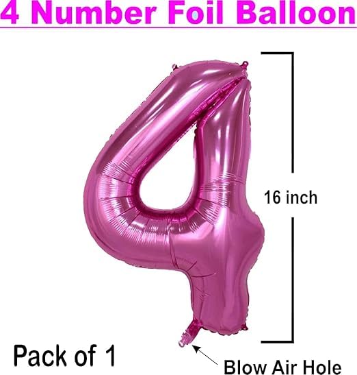 BRIJBAZAAR Unicorn Theme Fourth 4th Birthday Decoration Items For Girls Party Decoration Kit Balloon Combo Pack Of 84 Pcs Pink - Image 3