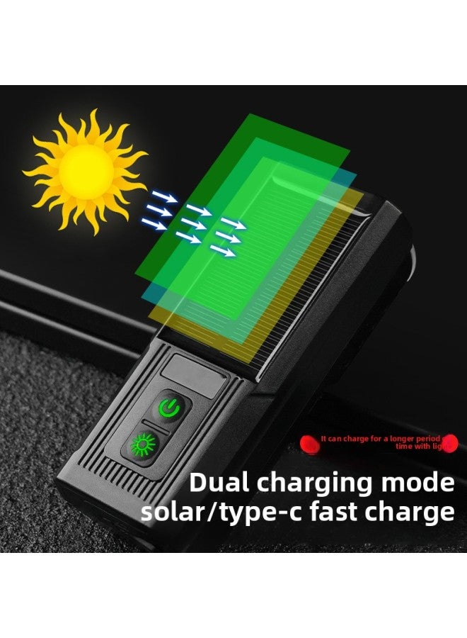 Generic 4T6 Strong Light Bicycle Light Type-C Charging With Solar Charging Riding Horn Headlight-Color:4400 MA Strong Light Lamp  - Image 3