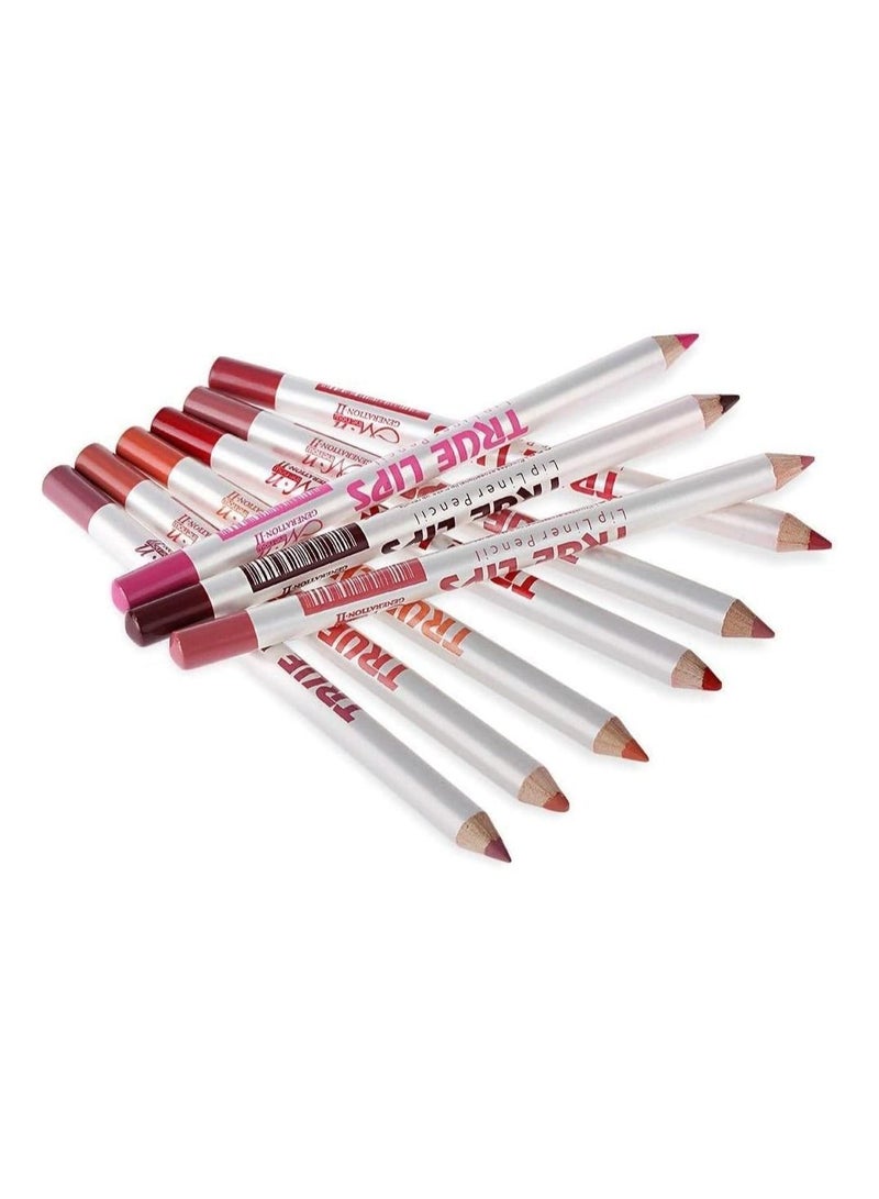 BLOOMING TIME True Lips 12 Lip Liner Pencils Makeup Cosmetics - Image 1