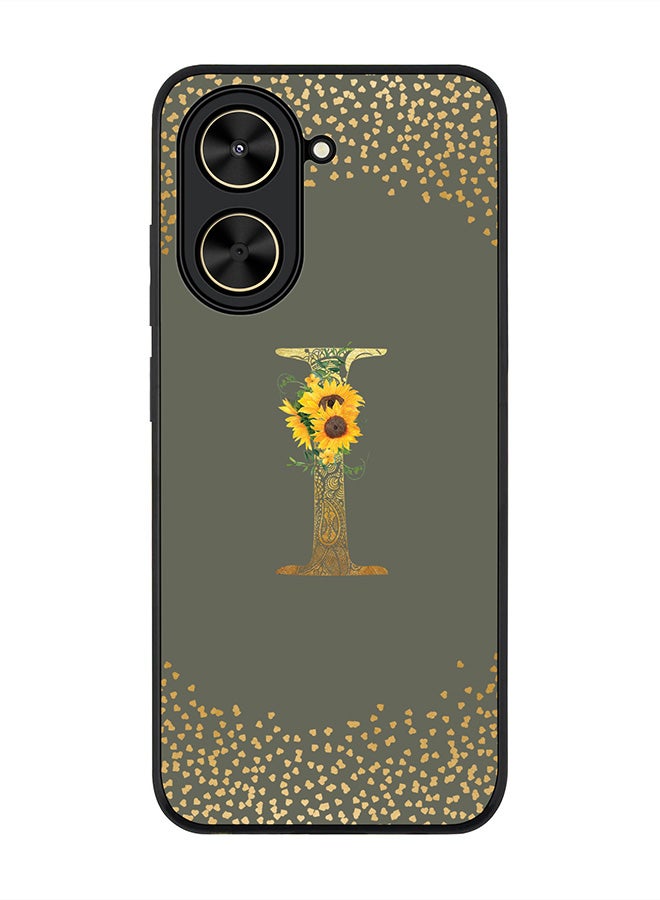 Stylizedd For Xiaomi Poco C71 / Redmi A5 4G Case,Slim fit Camera Protection, Shockproof Thin Phone cover  - Custom Floral Monogram - I  (Olive Green )