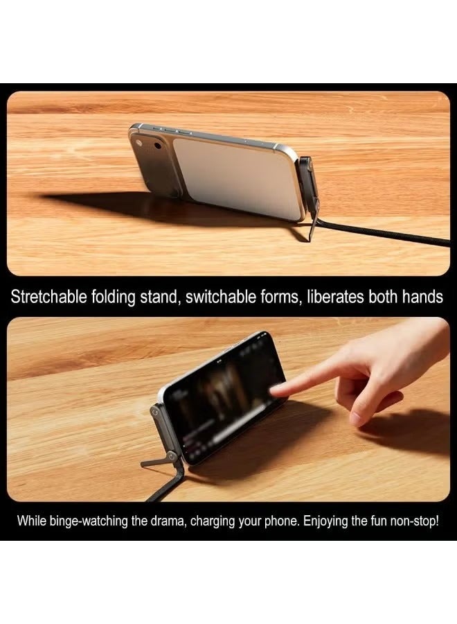 اكسيوم جنرال كابل شحن سريع (30 واط) من USB-A إلى Lightning مع حامل هاتف قابل للطي، وكابل مجدول بطول 1.5 متر للشحن ومزامنة البيانات لأجهزة iPhone وiPad وiPod. - Image 5