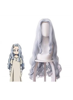 Eri Wig,Anime Eri Cosplay Costume Long Curly Blue Gray Hair
