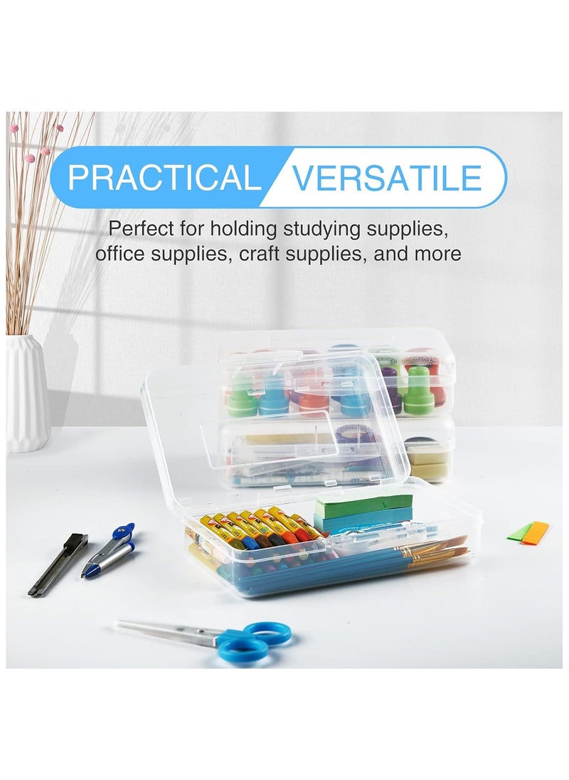 Generic Plastic Pencil Case, Large Capacity Pencil Box Case, Clear Crayon Marker Box Bulk, Hard Plastic School Supplies with Snap-tight Lid, Stylish Supplies Storage Organizer Box for Office and Home, Clear  - Image 2