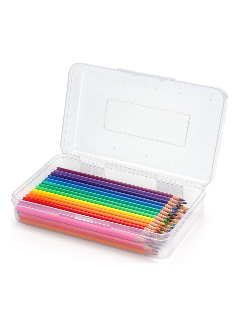 Generic Plastic Pencil Case, Large Capacity Pencil Box Case, Clear Crayon Marker Box Bulk, Hard Plastic School Supplies with Snap-tight Lid, Stylish Supplies Storage Organizer Box for Office and Home, Clear  - Image 1