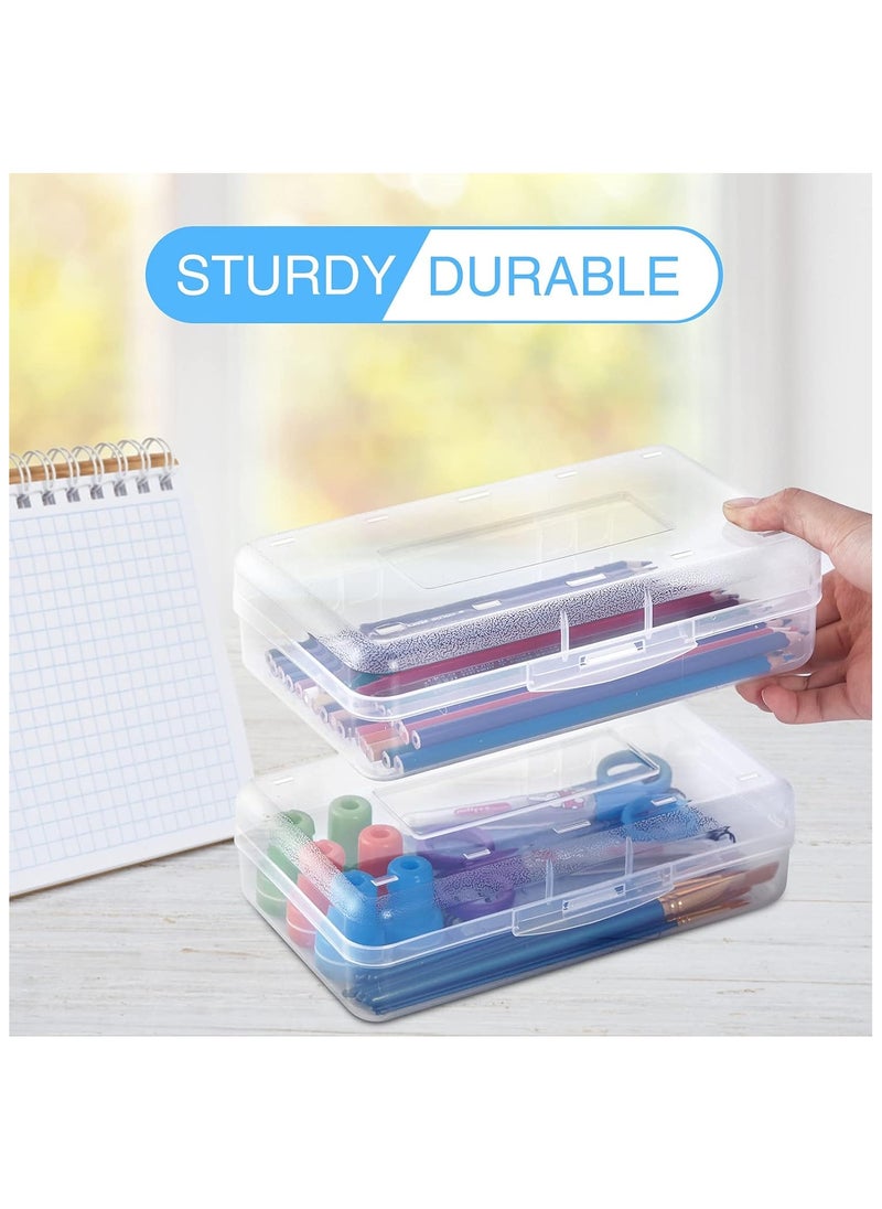 Generic Plastic Pencil Case, Large Capacity Pencil Box Case, Clear Crayon Marker Box Bulk, Hard Plastic School Supplies with Snap-tight Lid, Stylish Supplies Storage Organizer Box for Office and Home, Clear  - Image 3