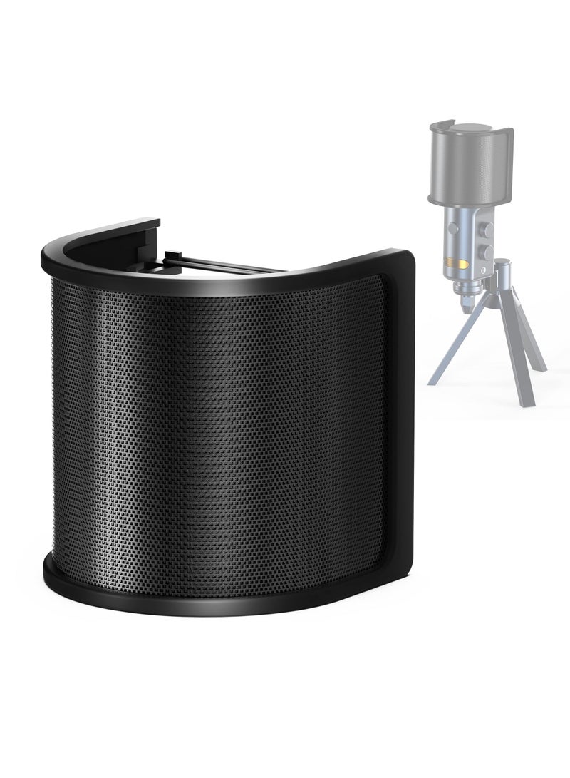Microphone Pop Filter, Mic Pop Screen with Metal Mesh, Handheld Mic Windscreen Cover Pop Shield, Noise Shield Microphone Accessories for Podcasts Recording Vlogging Streaming - Image 1