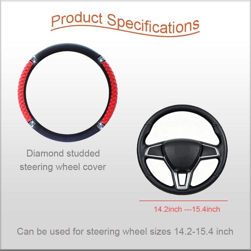 WLERIR Microfiber Leather Steering Wheel Cover with Anti-Slip Lining Universal Car Accessory for Steering Wheel with a Diameter of 14.5-15 inch (Black) - Image 1