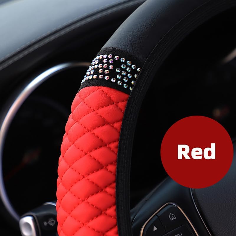 WLERIR Microfiber Leather Steering Wheel Cover with Anti-Slip Lining Universal Car Accessory for Steering Wheel with a Diameter of 14.5-15 inch (Black) - Image 4
