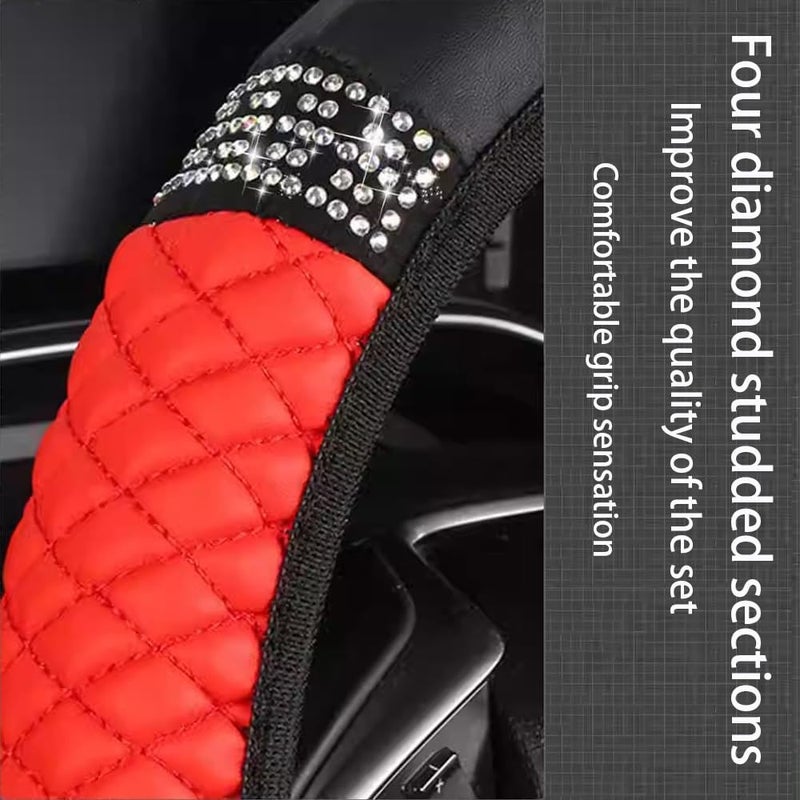 WLERIR Microfiber Leather Steering Wheel Cover with Anti-Slip Lining Universal Car Accessory for Steering Wheel with a Diameter of 14.5-15 inch (Black) - Image 5
