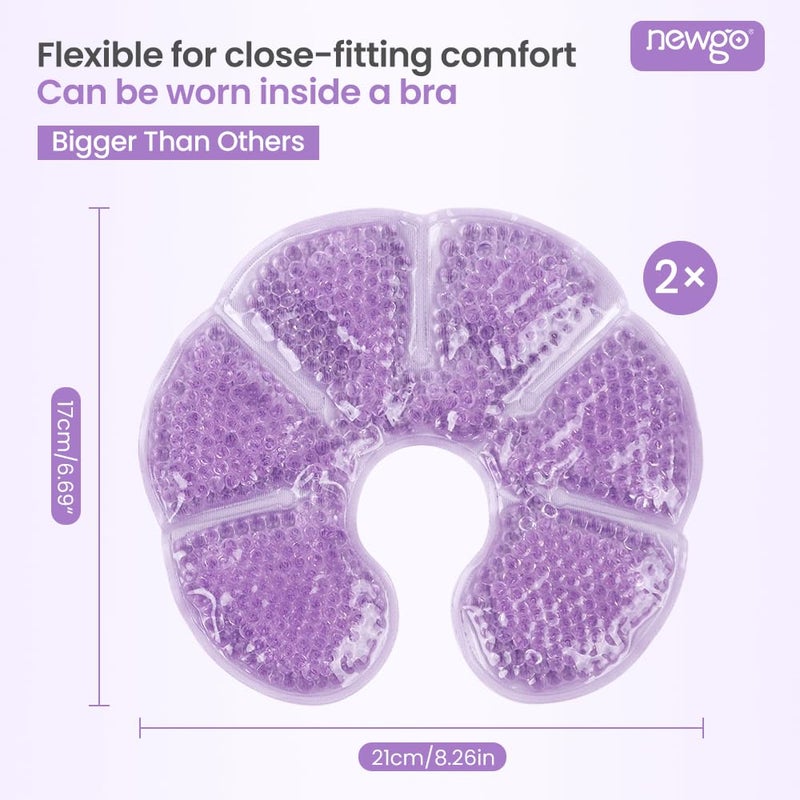 NEWGO Breast Ice Pack 2 Pack Gel Ice Pack for Breast Surgery, Reusable Nursing Ice Pack Hot or Cold Therapy Breast Pad for Breastfeeding, Engorgement Relief (Purple) - Image 4