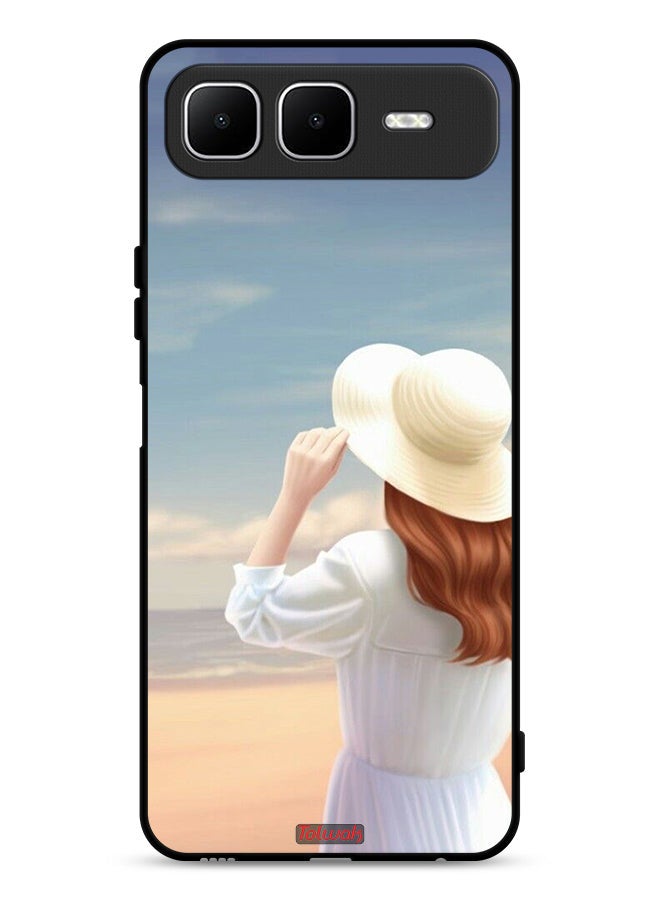 Tolwak Infinix Smart 10 Plus Protective Case Cover Hat Girl Standing