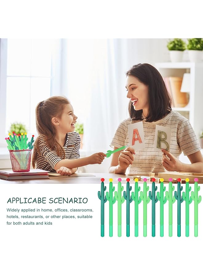 erorex Gel Pens 24 Pcs Cactus Pens For Kids Cactus Gel Ink Roller Pens Cactus Shaped Ballpoint Black Pen Cactus With Flower For Office School Supplies Home Writing - Image 3