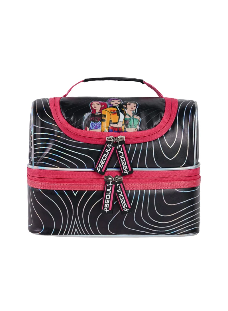 Netflix Netflix KPop Demon Hunters Regular Lunch Bag | Insulated Dual Compartment Lunch Bag for Kids & Teens | Huntrix K-Pop Lunch Tote for School, Travel & Picnics | Reusable Lunch Box Bag