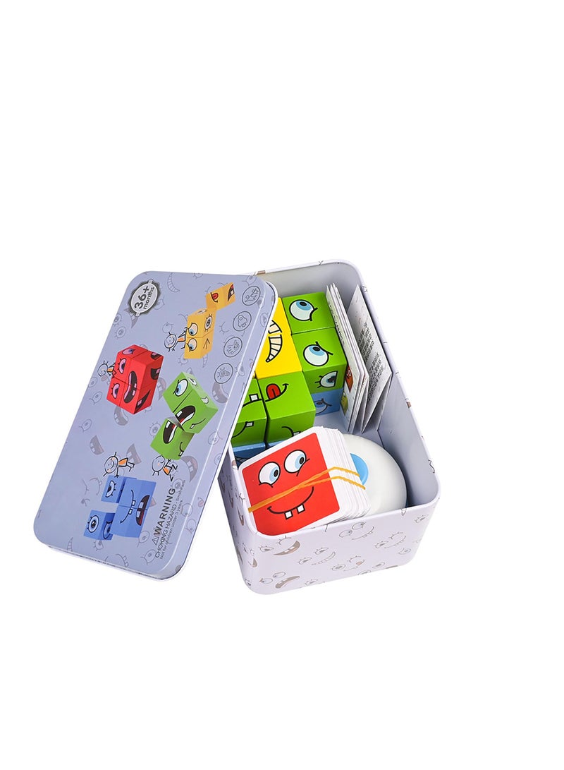 SYOSI مكعب تغيير الوجه كتل البناء، لعبة مطابقة مع جرس تدريب التفكير المنطقي ألعاب تعليمية ألغاز مونتيسوري كتل التعبير - صفّق بالجرس واستمتع - Image 1