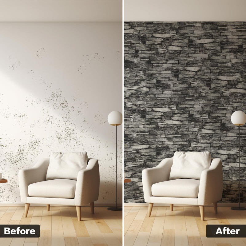 SYYKDEF 10PCS 3D Wall Panels Peel and Stick Foam, Self-Adhesive Decorative 3D Brick Wallpaper Wall Covering, Faux Stone Wall Panel Foam Brick for Living Room, Kitchen, Bathroom - Image 5