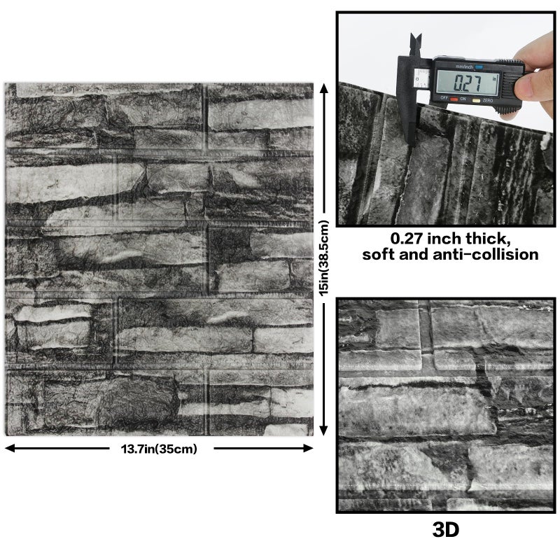 SYYKDEF 10PCS 3D Wall Panels Peel and Stick Foam, Self-Adhesive Decorative 3D Brick Wallpaper Wall Covering, Faux Stone Wall Panel Foam Brick for Living Room, Kitchen, Bathroom - Image 3