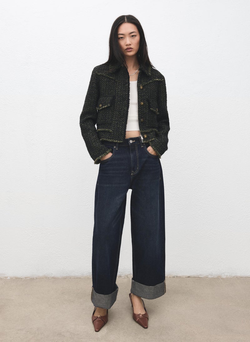 MANGO Tweed jacket with notched lapel collar - Image 5