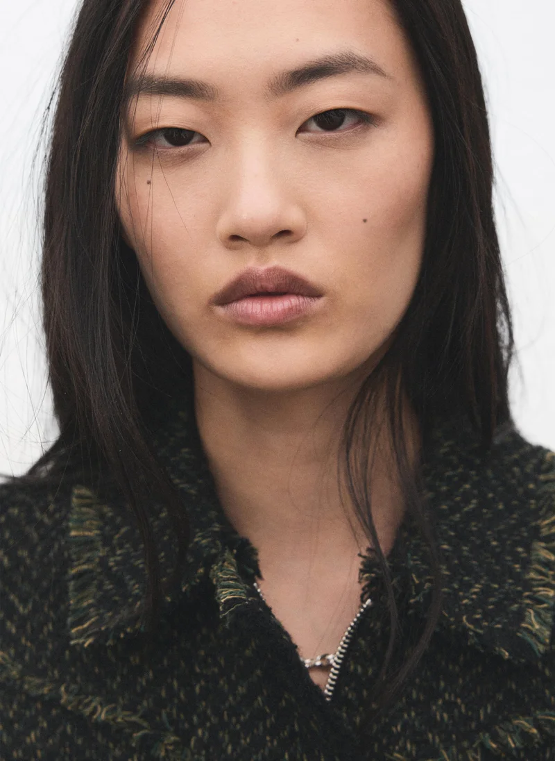 MANGO  Tweed jacket with notched lapel collar for Women | Best Price UAE