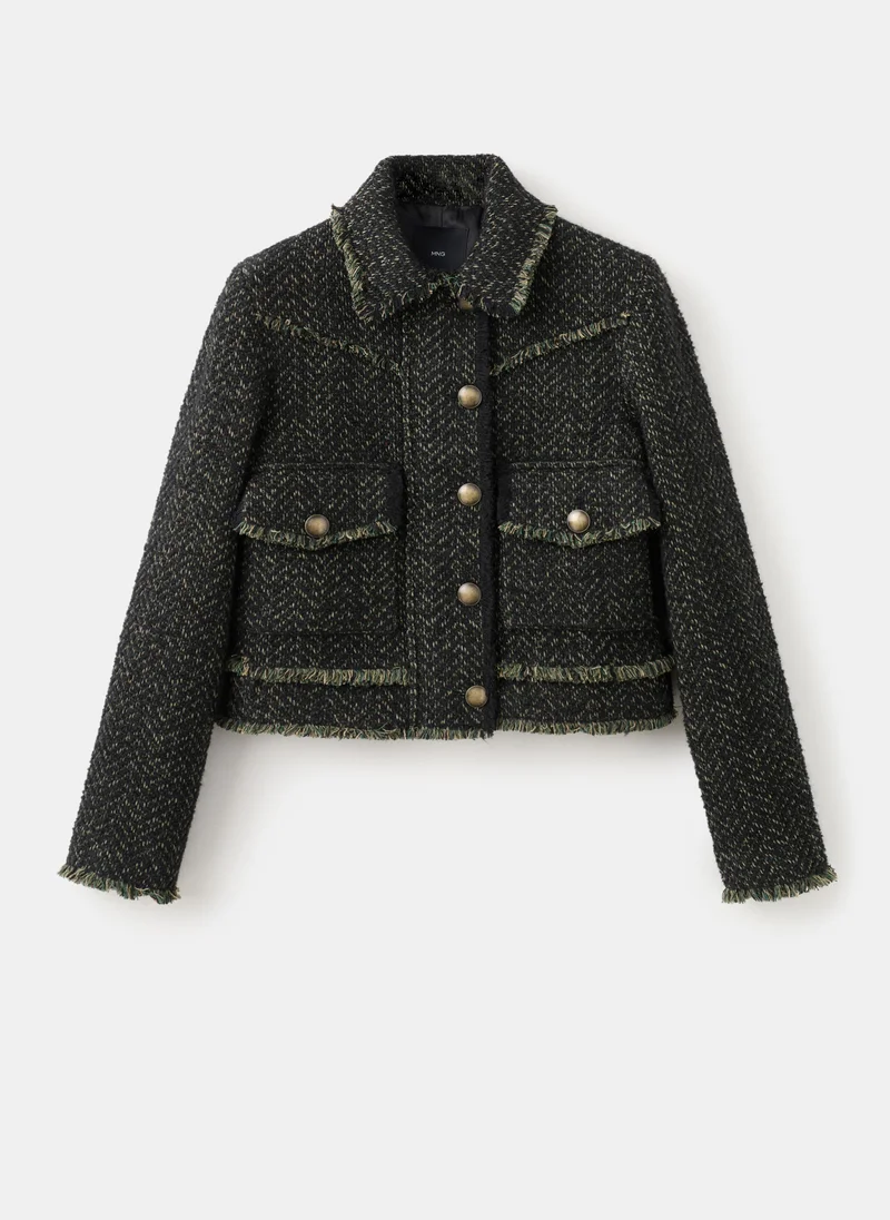 MANGO  Tweed jacket with notched lapel collar for Women | Best Price UAE