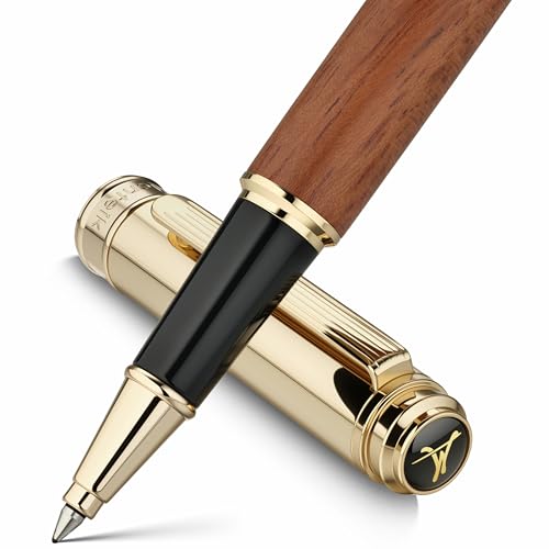 MCNTEIK 316 Luxury Journaling Pen, Nice Natural Wood for Writing, 24K Gold Accents, Schmidt refill, Fancy Rollerball, Gift Set for Men & Women, Executive & Professional Christmas Office, Pens-Rosewood - Image 1