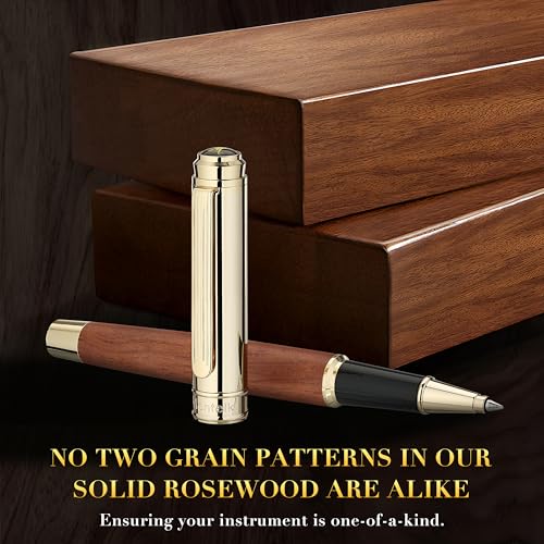 MCNTEIK 316 Luxury Journaling Pen, Nice Natural Wood for Writing, 24K Gold Accents, Schmidt refill, Fancy Rollerball, Gift Set for Men & Women, Executive & Professional Christmas Office, Pens-Rosewood - Image 5