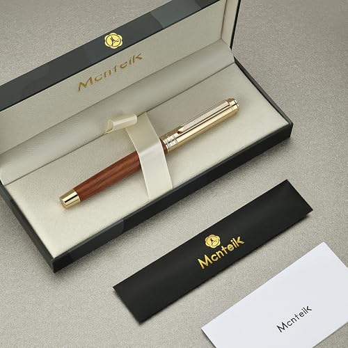 MCNTEIK 316 Luxury Journaling Pen, Nice Natural Wood for Writing, 24K Gold Accents, Schmidt refill, Fancy Rollerball, Gift Set for Men & Women, Executive & Professional Christmas Office, Pens-Rosewood - Image 2
