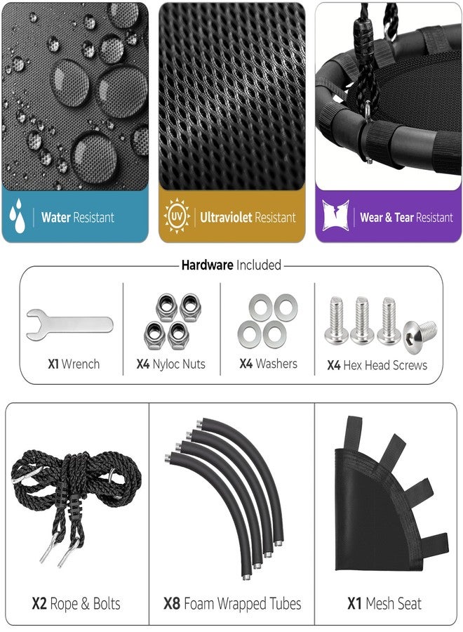 Sorbus Saucer Tree Swing -Kids Outdoor Disc Round Swing - 40" Heavy Duty 220lbs Seat- Easy Install Flying Saucer Web CircleSwing- Perfect for Gift,Playground, Birthday, Xmas, Indoor Outdoor TireSwing - Image 5