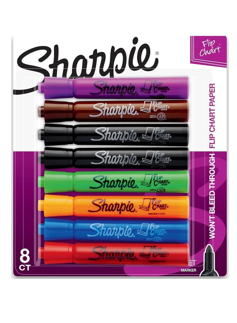 شاربي أقلام Sharpie 22480PP للسبورة القابلة للطي – رأس مدور، ألوان متنوعة، 8 قطع