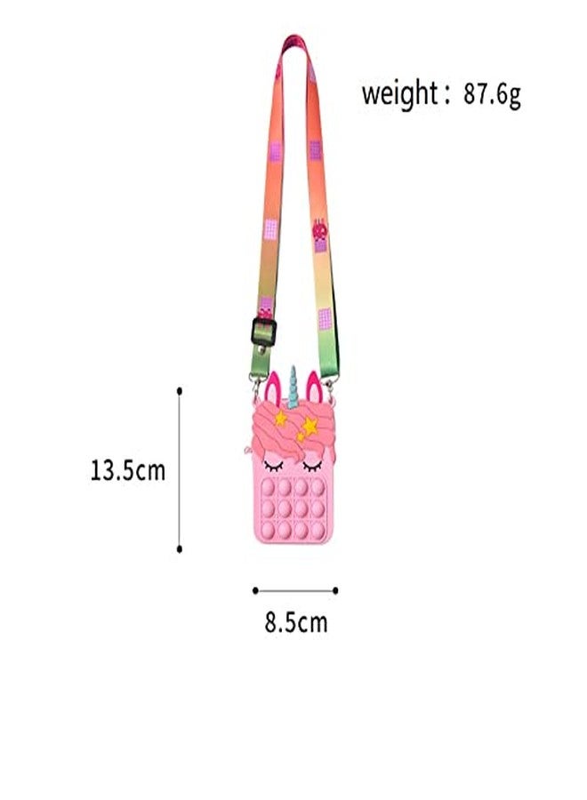 Tirdkid Gifts for Kids 4 Packs Unicorn Purses Fashion Fidgets Fashion Pop Purse Push Bubbles Fidget Toy Rainbow Unicorn Purse Wallet Ladies Bag Silica Dimple Crossbody Bags - Image 2