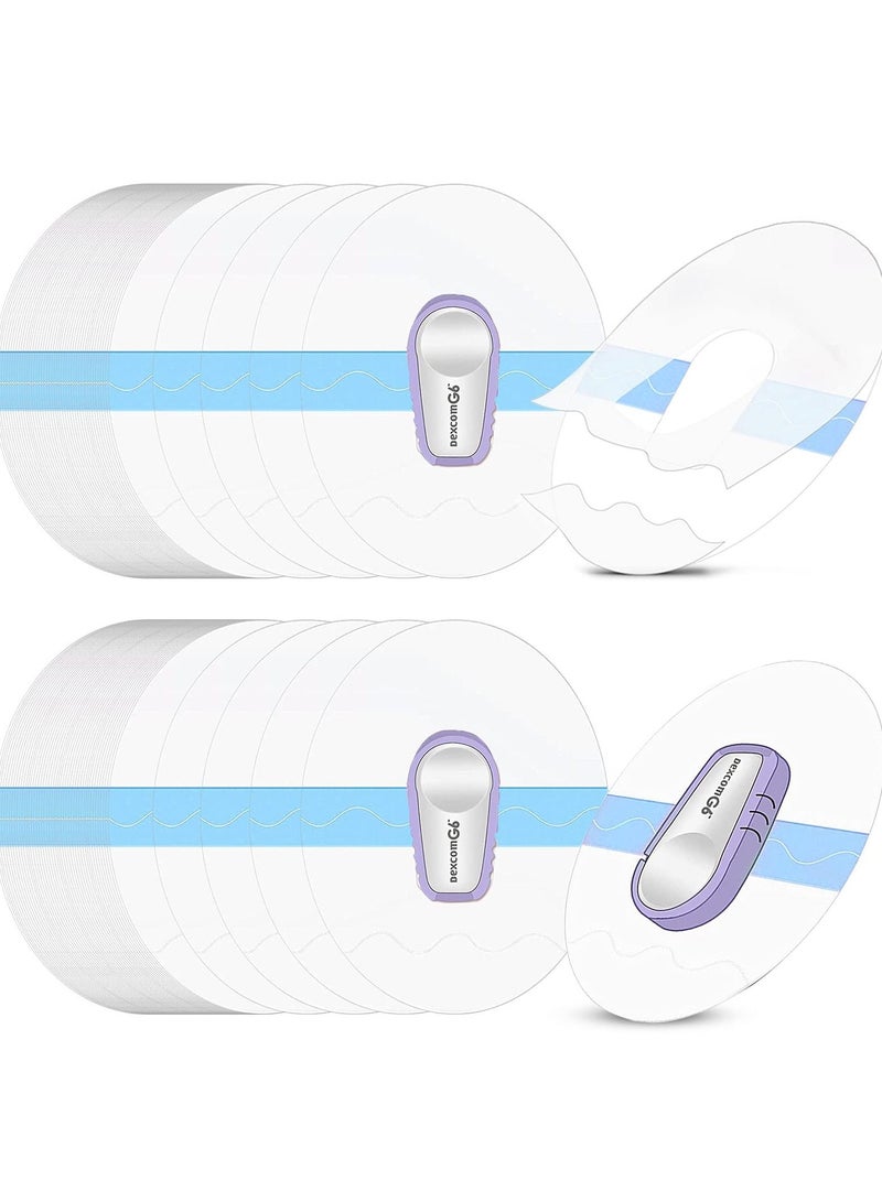 KASTWAVE 30 Pieces Shower Waterproof Patch Transparent Waterproof Adhesive Patches for G6 Overpatch Transparent Stickers Long Lasting Sweatproof Continuous Glucose Monitor Protection(Blue) - Image 1